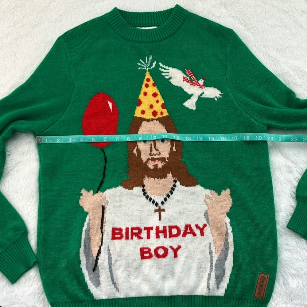 Like New Tipsy Elves Jesus Birthday Boy Ugly Christmas Sweater, Size Medium - Picture 3 of 7
